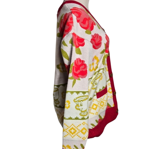 Disney Beauty And The Beast Red and Green Floral Cardigan - Picture 4 of 9